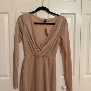Windsor Shimmering Tan Long Sleeve Dress
